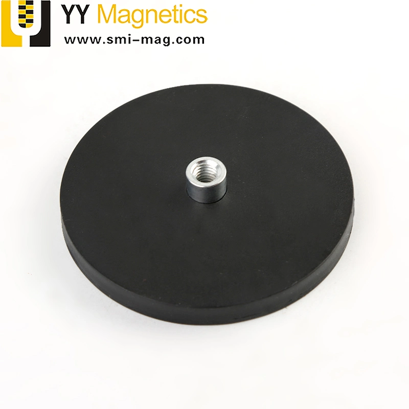 Dia 66mm Pot Permanent Neodymium Rubber Coated Holding Magnet with 20kg