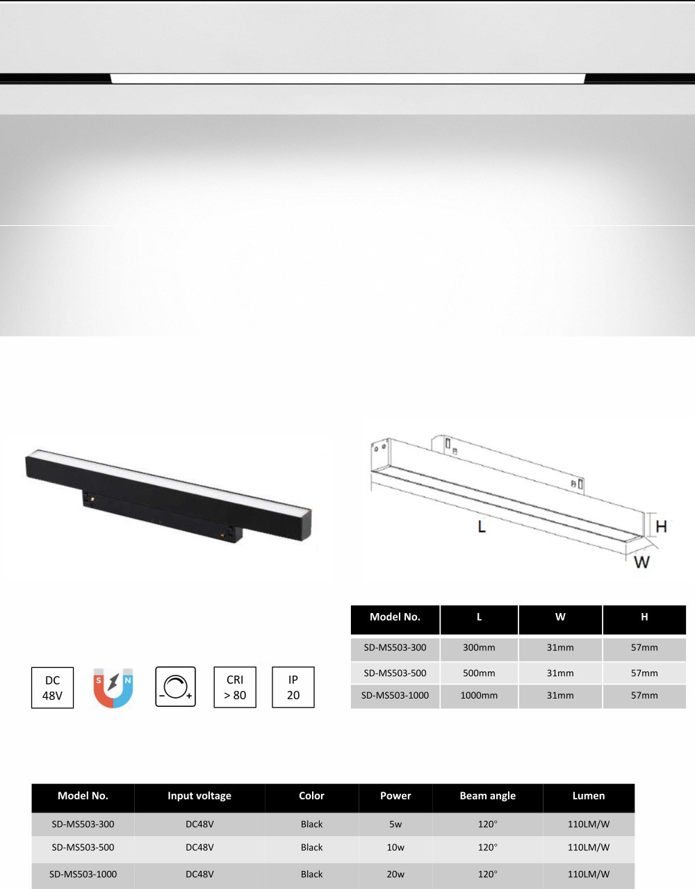 DC48V Low Voltage 0-10V Dimmable Magnet Track Rail System Magnetic LED Linear Track Light