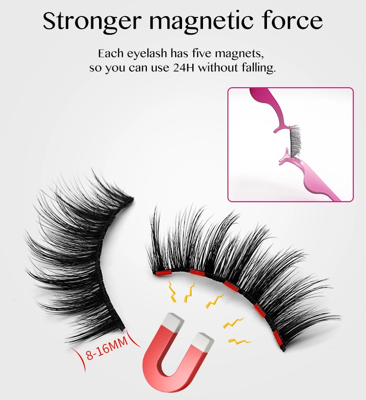 Wholesale Private Label Box Magnet False Mink Eyelash Set Lash Eyeliner Magnetic Eyelashes with Tweezers Magnetic Liner
