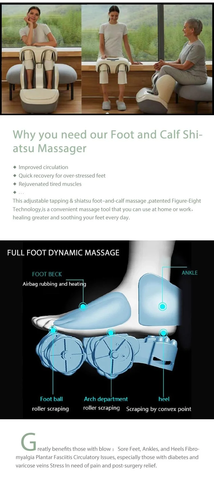 Electromagnet Wave Pulse Vibration Machine Foot Massage