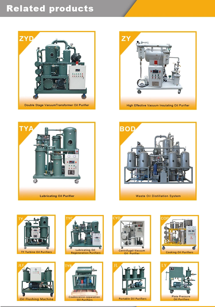 Hydraulic Oil Filtration System Lubricating Oil Purifier Compresor Oil Recycling Systems