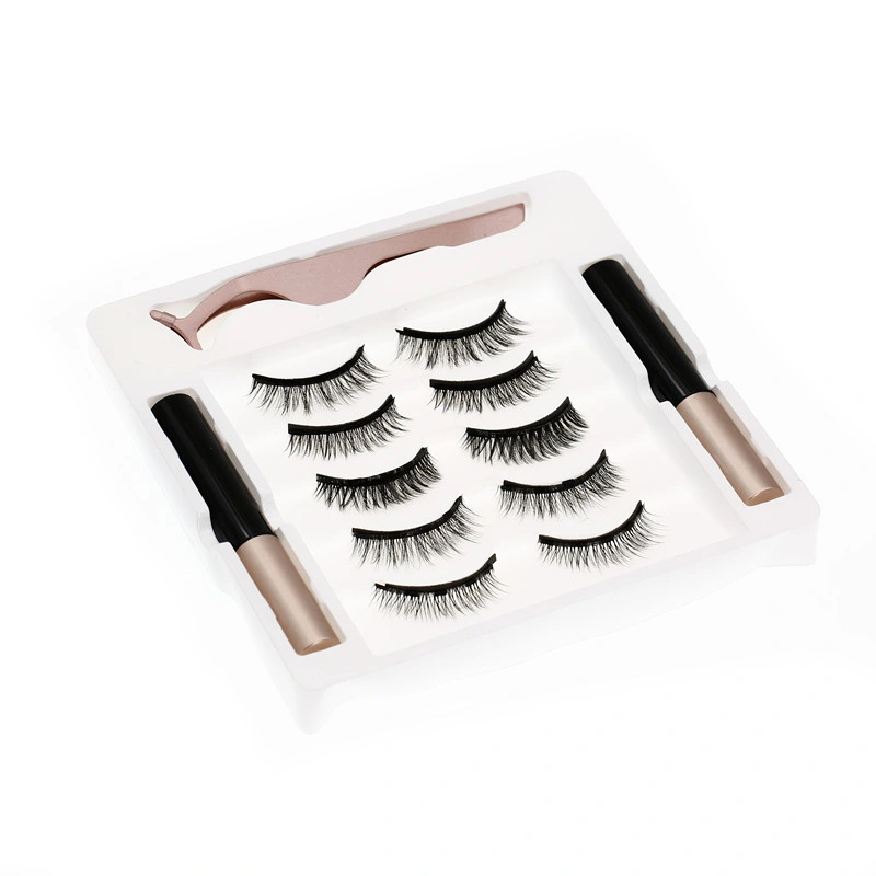 Hot Selling Private Label Box Magnet False Mink Eyelash Set Lash Eyeliner Magnetic Eyelashes with Tweezers