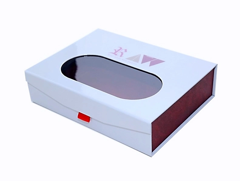 Customized Luxury Box Packaging Folding Magnetic Gift Box with Clear PVC Window and Ribbon