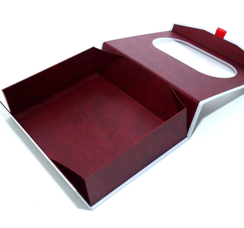 Customized Luxury Box Packaging Folding Magnetic Gift Box with Clear PVC Window and Ribbon