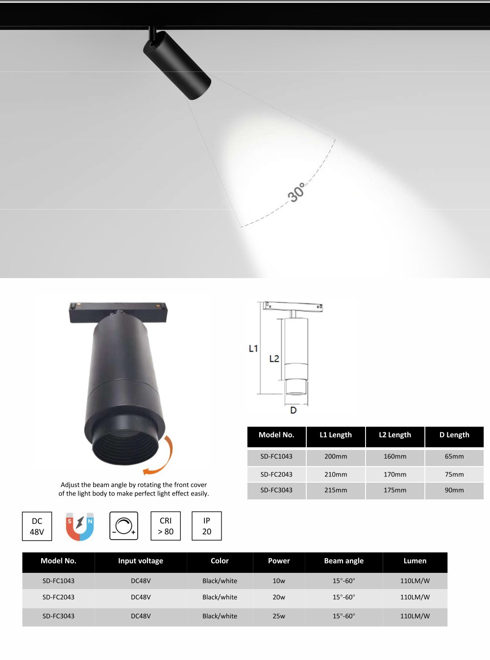 DC48V Low Voltage 0-10V Dimmable Magnet Track Rail System Magnetic LED Linear Track Light