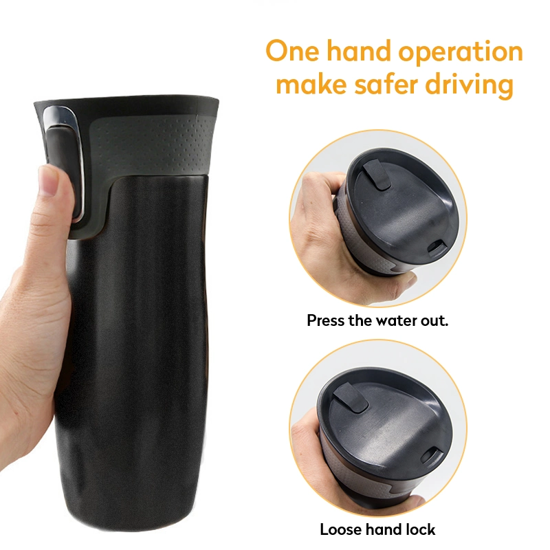 One-Button Drinking Stainless Steel Vacuum Flask Coffee Car Water Bottle for Business