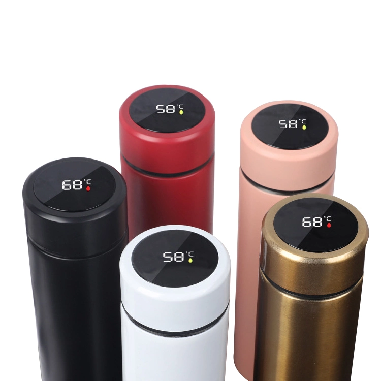 Double Wall Insulated Glass Thermos Cup 304 Stainless Steel Vacuum Flask with LED Temperature