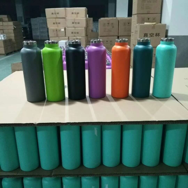 Custom Logo 600ml Powder Coated Double Wall Stainless Steel Vacuum Thermal Flask Coffee Thermos Bottle