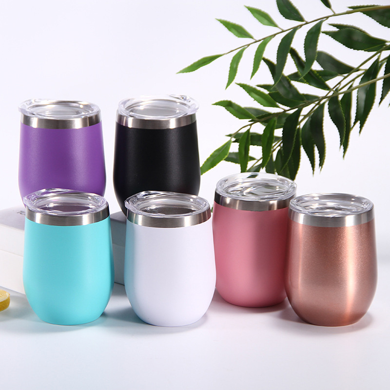360ml Stainless Steel Double Wall Vacuum Thermos Wine Glass Flask with Lid