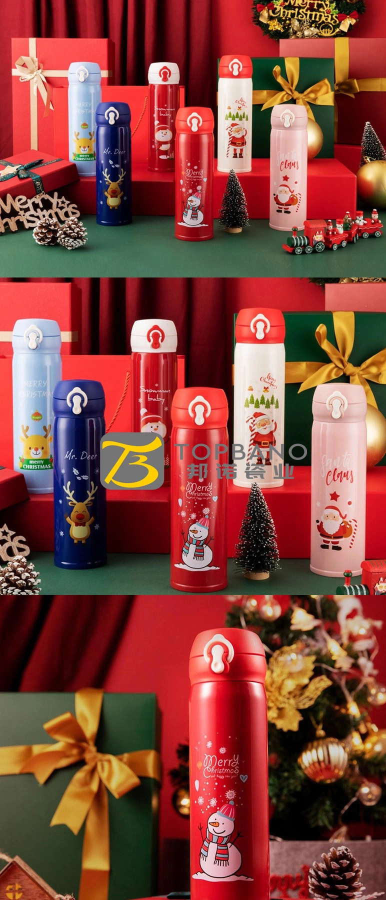 Promotional Christmas 450ml 16oz Double Wall Insulated Tea Custom Set Sublimation Cup Vacuum Thermos Coffee Mug with Thermo Gift Set From China