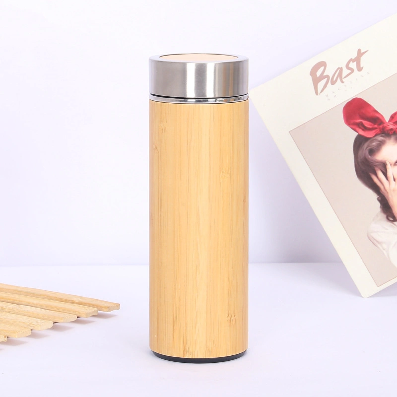 Natural Bamboo Tumbler 350ml 450ml Stainless Steel Liner Thermos Bottle Vacuum Flasks Insulated Bottles Bamboo Cup for Tea