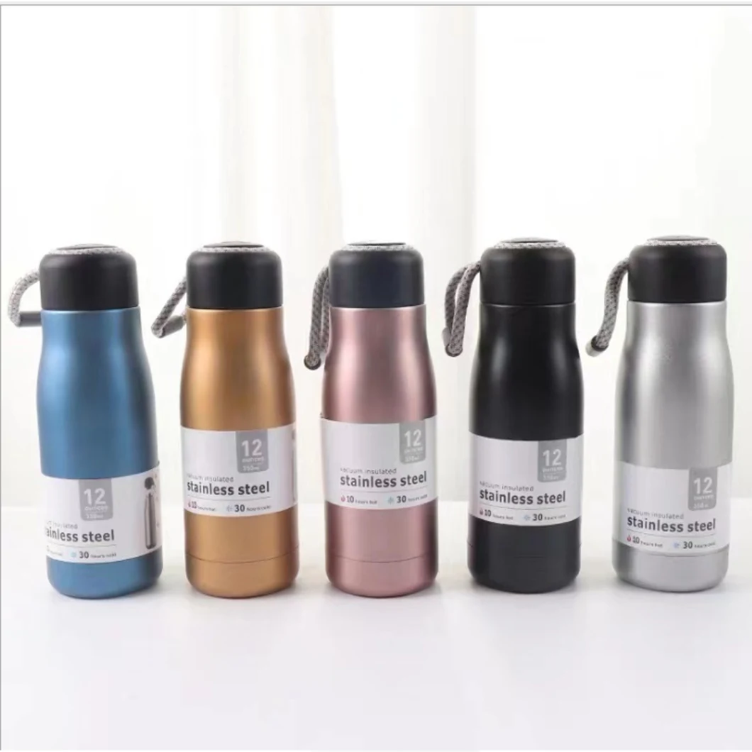 Black Water Bottle Stainless Steel Insulated Vacuum Flask