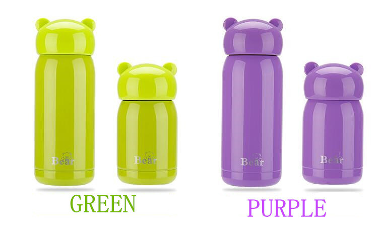 Cartoon Bear Vacuum Insulated Thermos Double Wall Rotary Opening Vacuum Flask for Kids