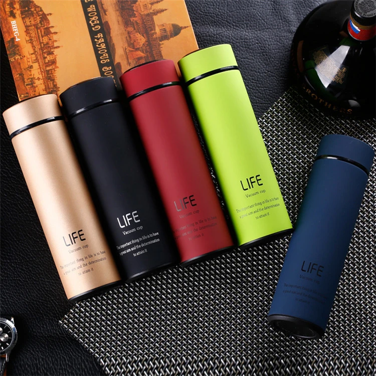 Custom Logo Simple Life 500ml Thermos Bottle 304 Stainless Steel Vacuum Flask with Tea Infuser