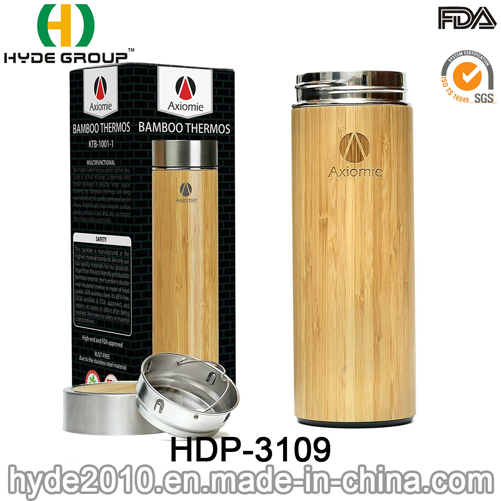 450ml Customzied Bamboo Vacuum Flask Bottle with Strainer (HDP-3109)