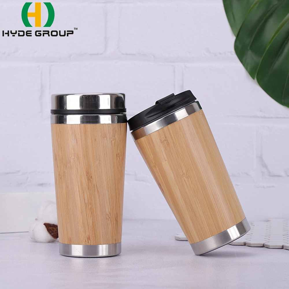 450ml Stainless Steel Thermos Cup Bamboo Mug Insulated Water Bottle