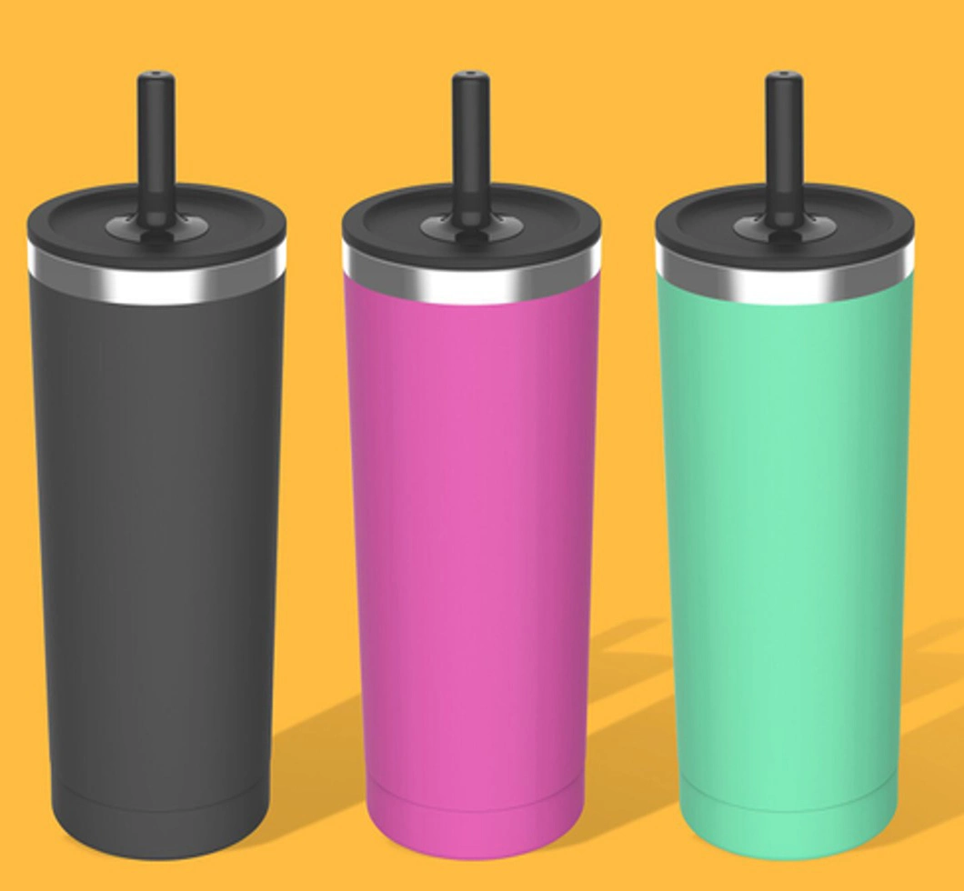 Stainless Steel Classic Shaped Water Bottle Travel Sport Double Wall Insulated Vacuum Flask with Straw Lid