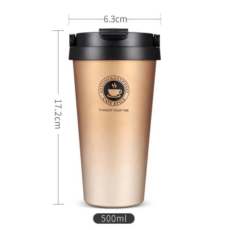 Simple Life 500ml Thermos Coffee Mug Travel Coffee Mug Vacuum Insulated Stainless Steel Thermos Bottle