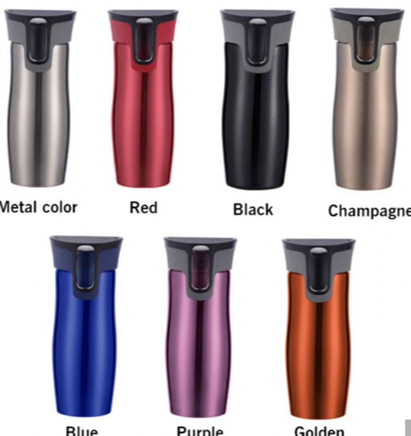 One-Button Drinking Stainless Steel Vacuum Flask Coffee Car Water Bottle for Business