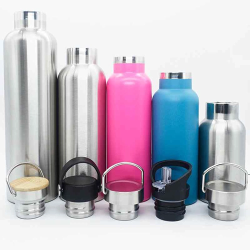 Double Wall Stainless Steel Sports Water Bottle with Straw, Thermos Water Bottle with Handle Lid