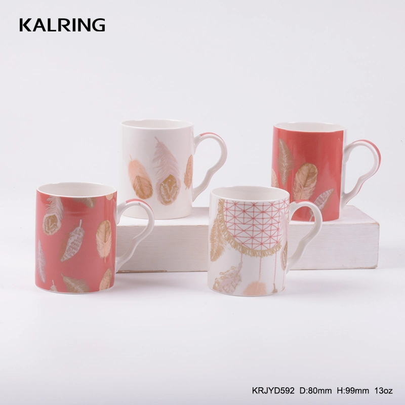 Ceramic Mug New Bone China Mug Gift Mug with Flower Printing for Wholesale