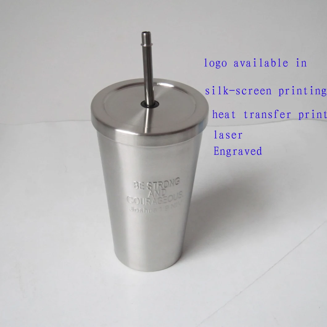 Custom Color Stainless Steel Straw Thermos Mug for Iced Coffee