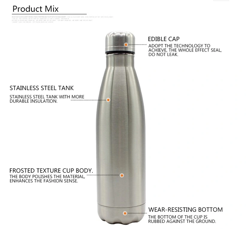 500ml Stainless Steel Thermos Glass Sport Flask Vacuum Kettle Double Wall Water Bottle