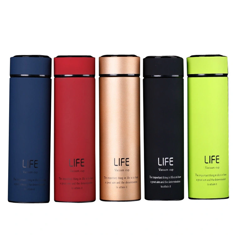 Custom Logo Simple Life 500ml Thermos Bottle 304 Stainless Steel Vacuum Flask with Tea Infuser