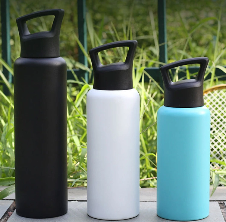 Wholesale Stainless Steel Sport Water Bottles Double Layer Vacuum Thermal Flask with Handle Lid