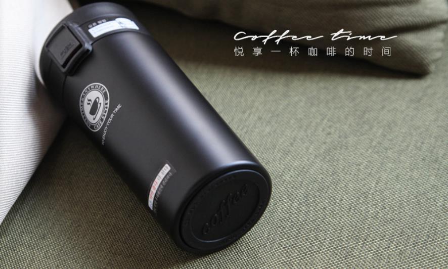 Sport 12oz 380ml Black Vacuum Insulated Stainless Steel Coffee Thermos Cup Bounce Cover Vehicle Bottle