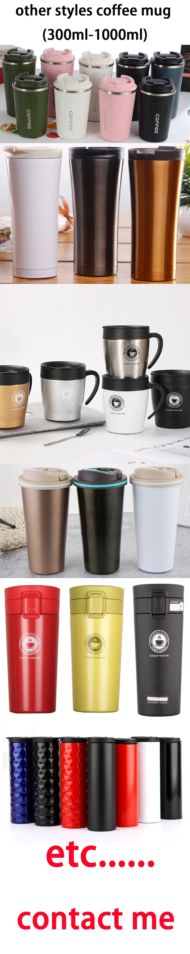 Portable Double Wall 304 Stainless Steel Insulated Vacuum Flasks Coffee Thermos Travel Mug Cup 500ml 17oz Custom Logo