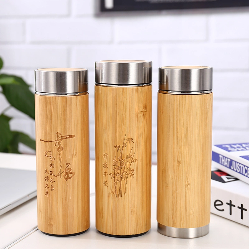 360ml/450ml Bamboo Shell Stainless Steel Vacuum Insulated Infuser Thermos Mug