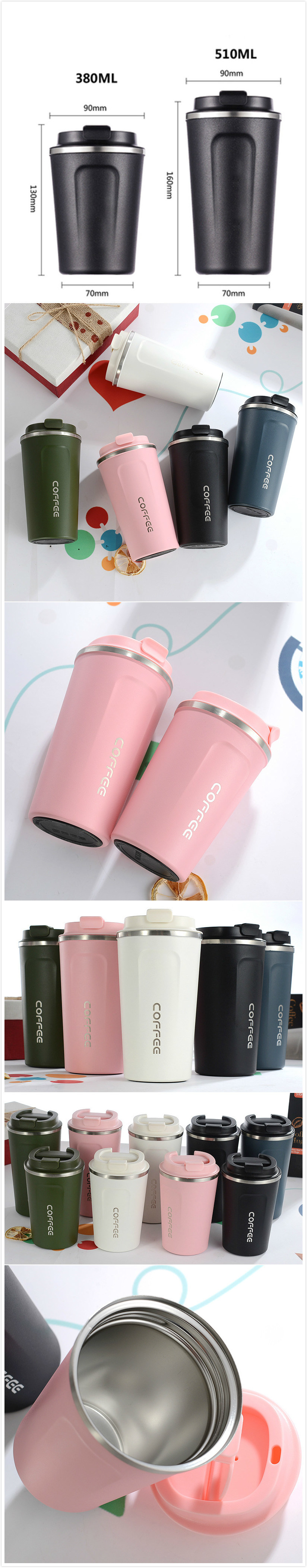 Thickened Big Car Thermos Mug Double Stainless Steel Coffee Mug for Gifs