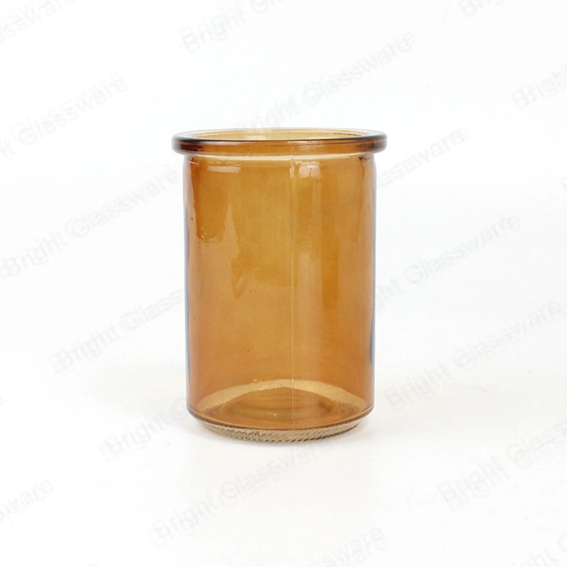New 200ml 500ml Wide Mouth Amber Glass Candle Jars
