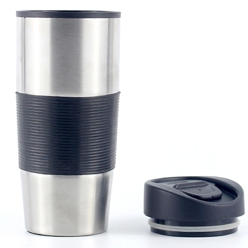 450ml Stainless Steel Thermos Mug with Lid, Double Wall Stainless Steel Mug with Silicone Sleeve, Stainless Steel Insulation Travel Mug