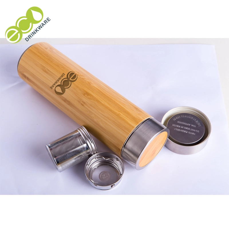 GB8060 500ml China Wholesale Bamboo Tumbler Stainless Steel Vacuum Flask Bamboo Coffee Mugs Bamboo Cup