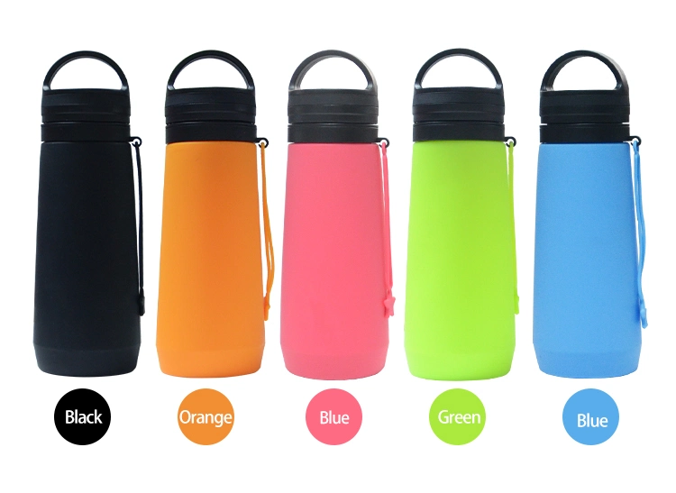 Collapsible Empty Silicone Water Bottles Folable Portable Sports Drinking Bottles