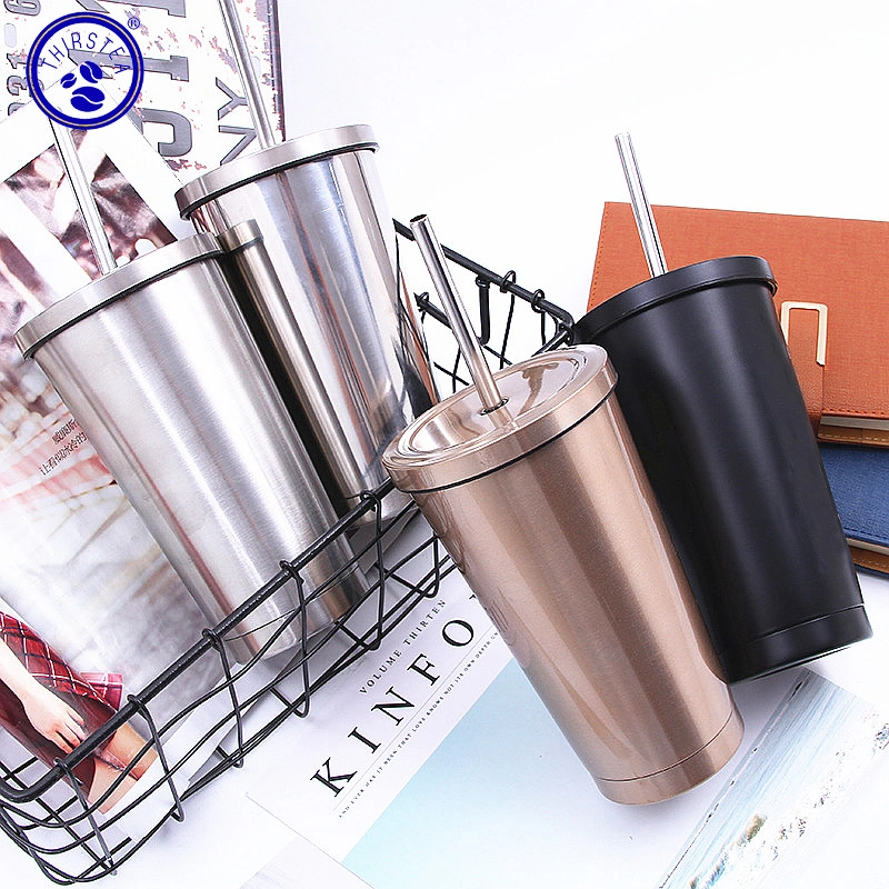 Custom Color Stainless Steel Straw Thermos Mug for Iced Coffee