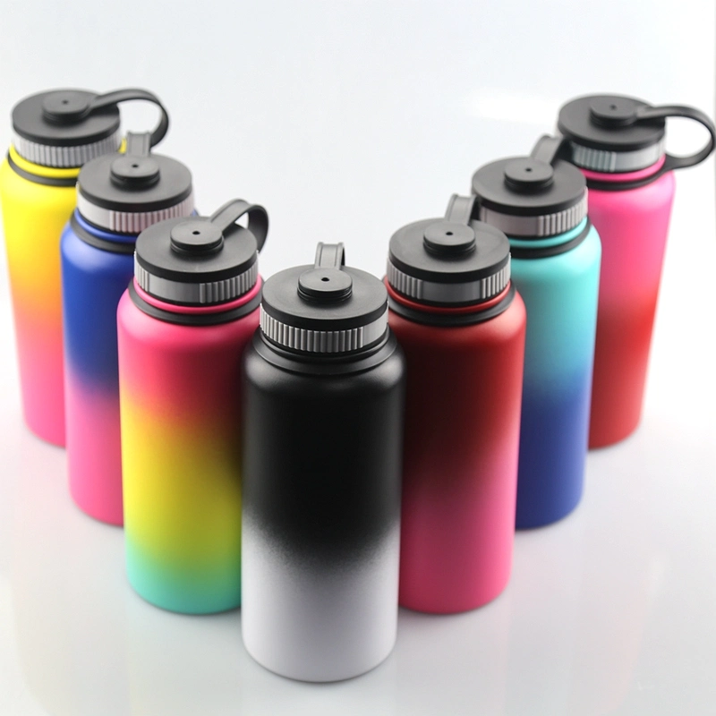 Portable Gradients Color Thermal Tumbler Glass Mugs 32oz Insulated Double Wall Stainless Steel Vacuum Flask