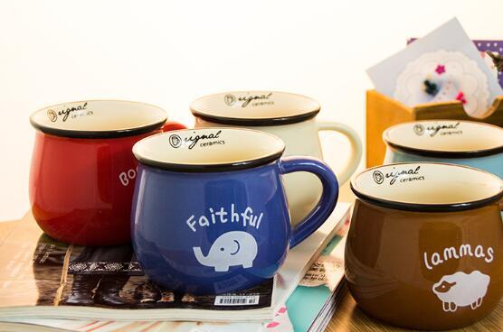 Creative Ceramic Cup Big Belly Cup Milk Breakfast Cup Coffee Cup Colorful Glaze Mug Logo Customized