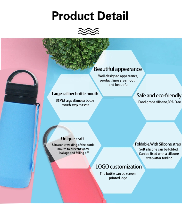 Collapsible Empty Silicone Water Bottles Folable Portable Sports Drinking Bottles