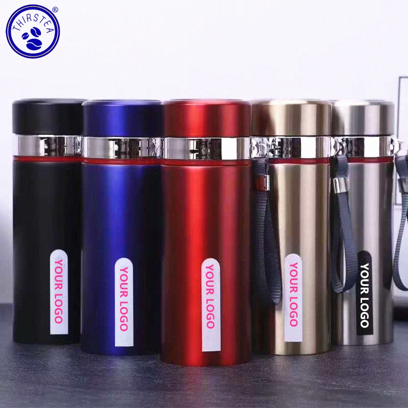 Outdoor Insulated Stainless Steel Vacuum Flask Shatterproof Water Bottle with Lanyard