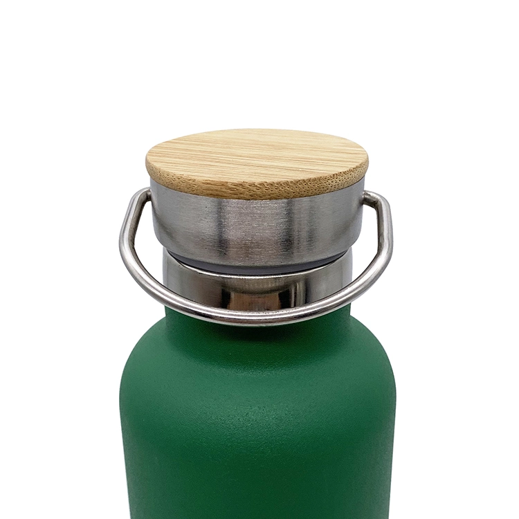 Bamboo Lid Double Wall Stainless Steel Vacuum Flask Thermos Water Bottle