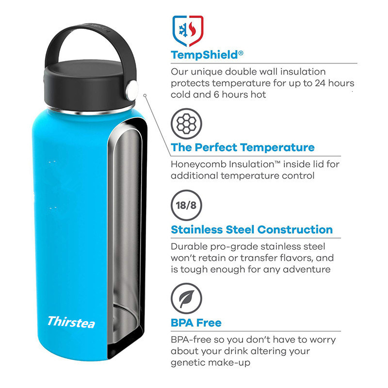 40oz Thermos Stainless Steel Hydro Flask with 3different Lids