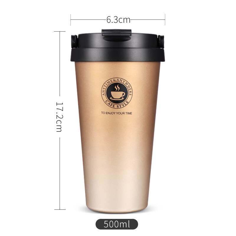 Fashion Custom Logo Double Wall Insulated Stainless Steel Vacuum Thermos Travel Coffee Mug Cup