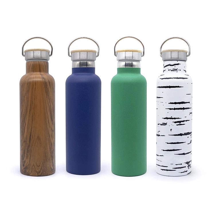 Bamboo Lid Double Wall Stainless Steel Vacuum Flask Thermos Water Bottle