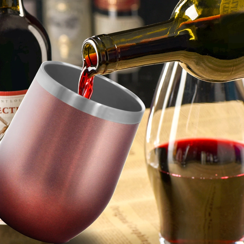 2020 Hot New Products 12oz Double Wall Stainless Steel Thermos Stemless Wine Glass