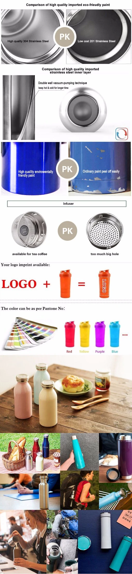 Goblet Stainless Steel Thermos Water Bottle for Promotion