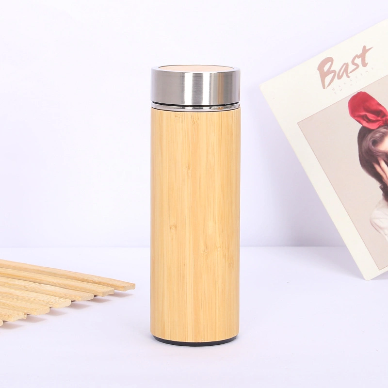 Natural Bamboo Tumbler 350ml 450ml Stainless Steel Liner Thermos Bottle Vacuum Flasks Insulated Bottles Bamboo Cup for Tea