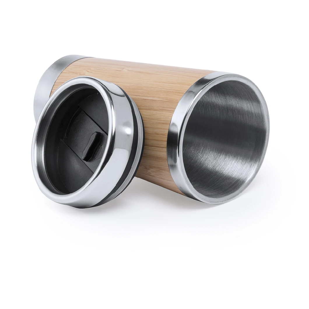Car Bamboo Stainless Steel Travel Coffee Mug for Office Gift Eco-Friendly Stainless Steel Inner Bamboo Thermos Travel Insulated Mug